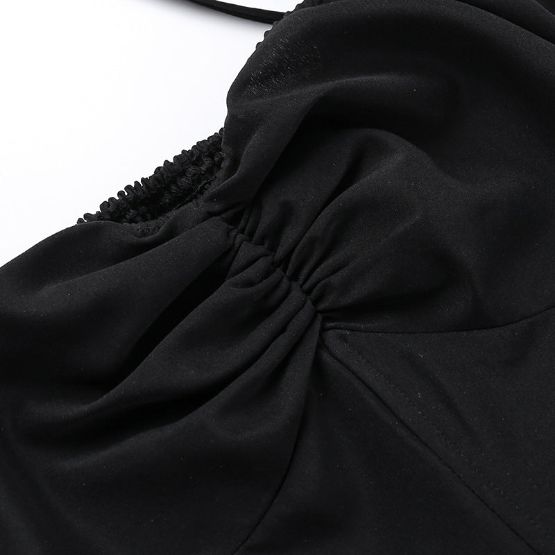 Halter Neck Cold-Shoulder Sleeves Fit & Flare Dress
