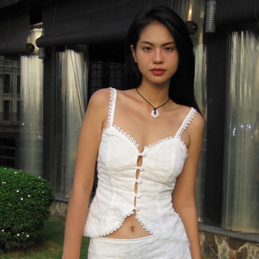 Women Embroidered Schiffli Crop Top