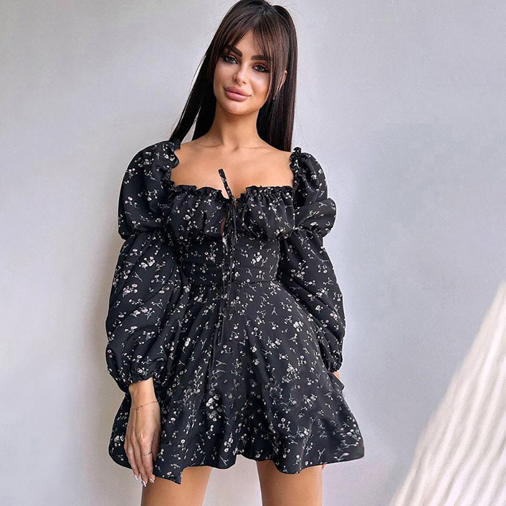 Women Floral Printed Bodycon Mini Dress