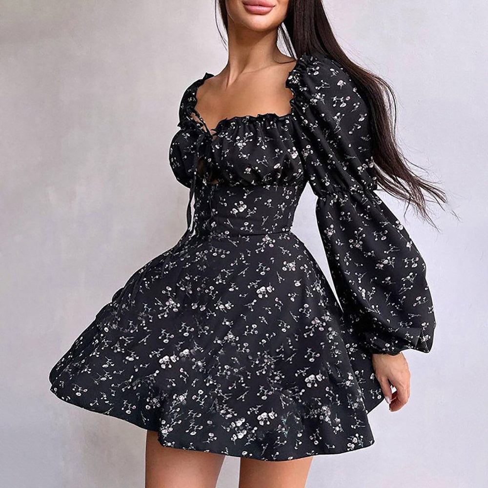 Women Floral Printed Bodycon Mini Dress