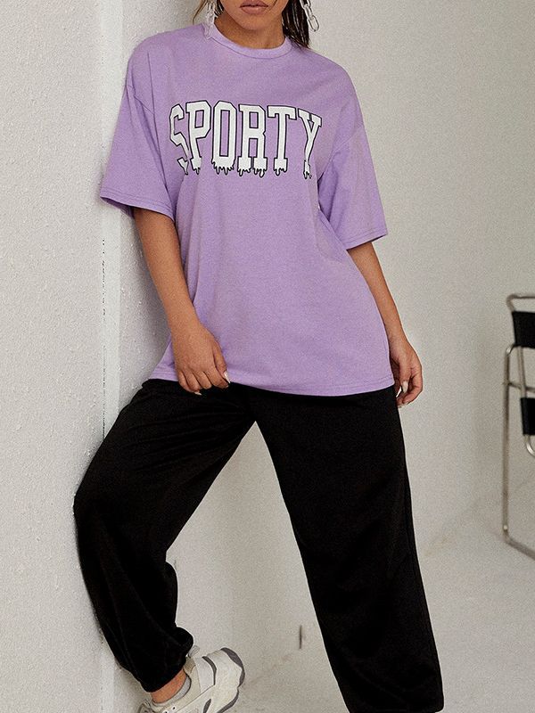 Typography Printed Round Neck Top