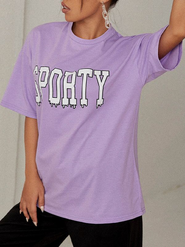 Typography Printed Round Neck Top