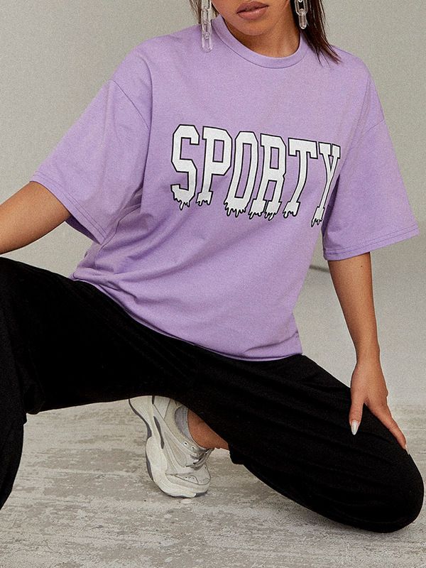 Typography Printed Round Neck Top