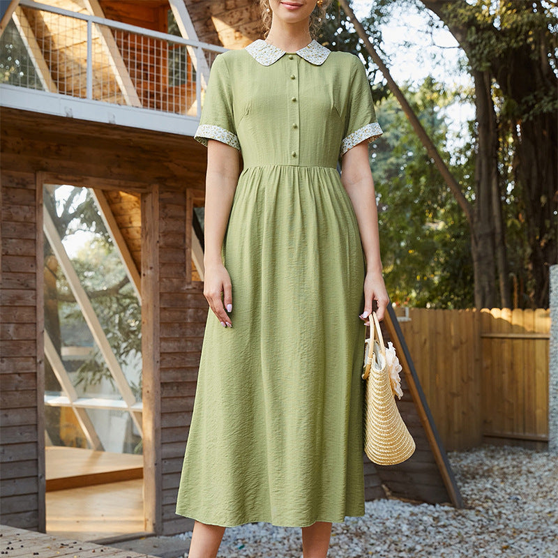 Peter Pan Collar Midi A-Line Dress
