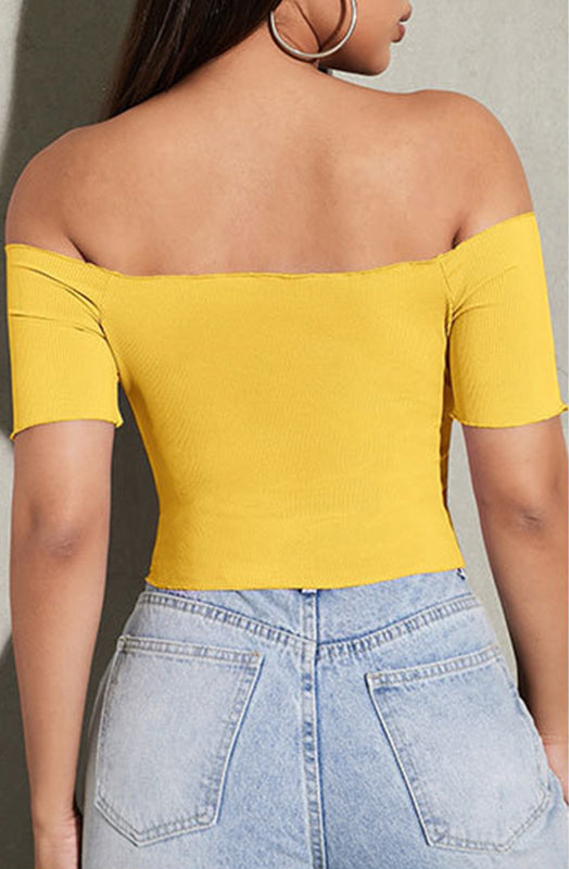 Off-Shoulder Gathered Bardot Crop Top