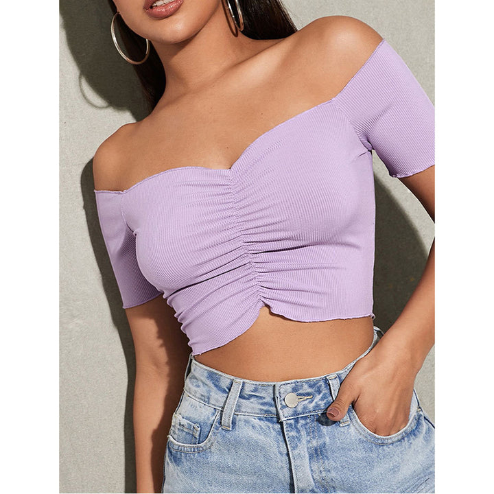 Off-Shoulder Ruched Crop Top