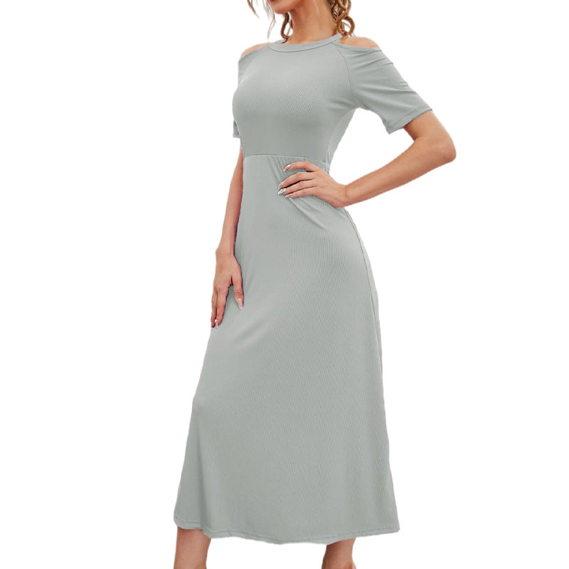 Round Neck Cold-Shoulder Midi Dress