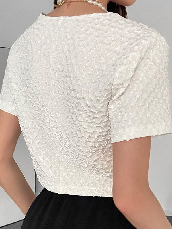 White V-Neck Crop Top