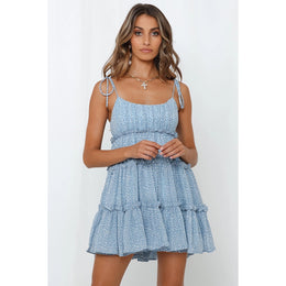 Shoulder Straps Floral Print Fit & Flare Dress