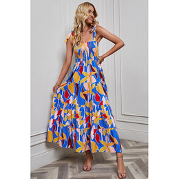 Floral Printed Smocked & Tiered Maxi Dress