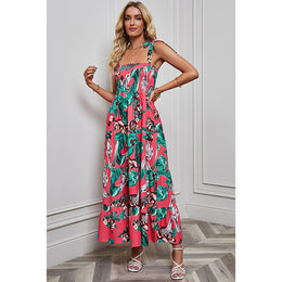 Pink Floral Tiered Maxi Dress