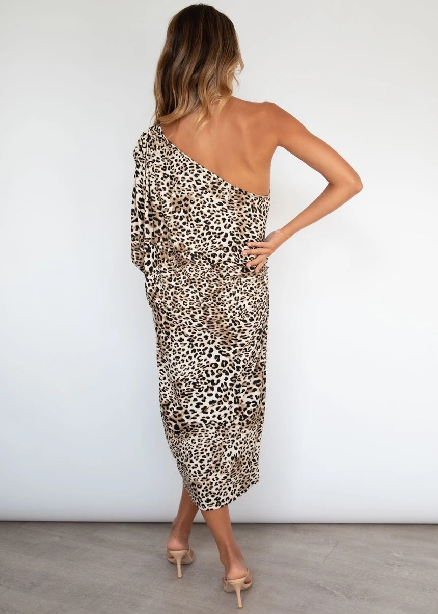 Brown Animal Print Sheath Dress