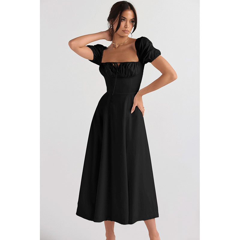 Black Square Neck Maxi Dress