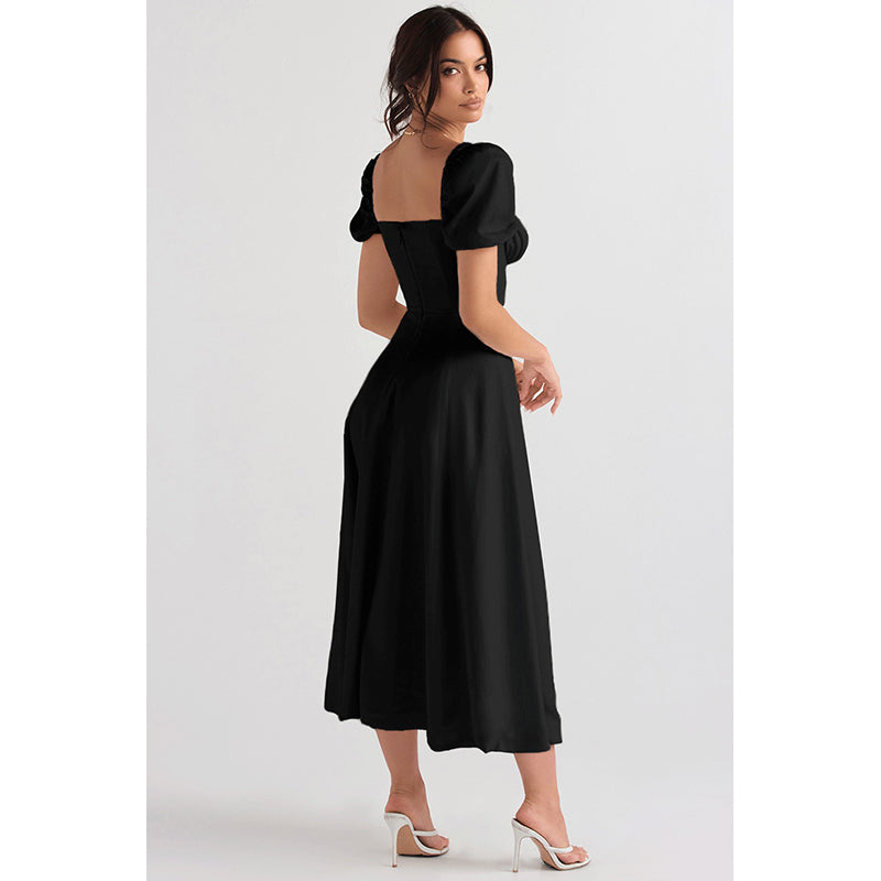 Black Square Neck Maxi Dress