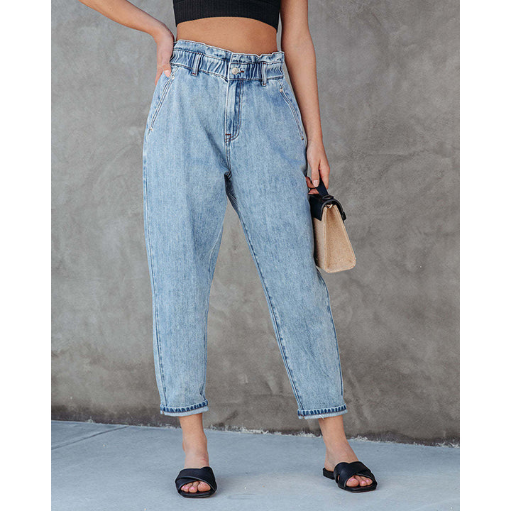 Women Straight Fit Mid Rise Clean Look Cotton Jeans