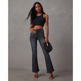 Women Mid-Rise Bootcut Clean Look Light Fade Cotton Jeans