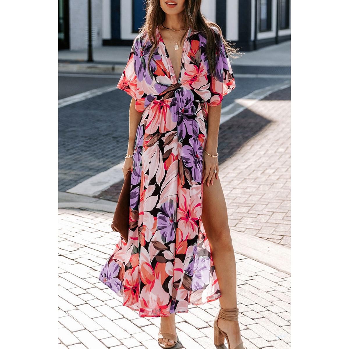Floral Printed Fit and Flare Maxi Dress