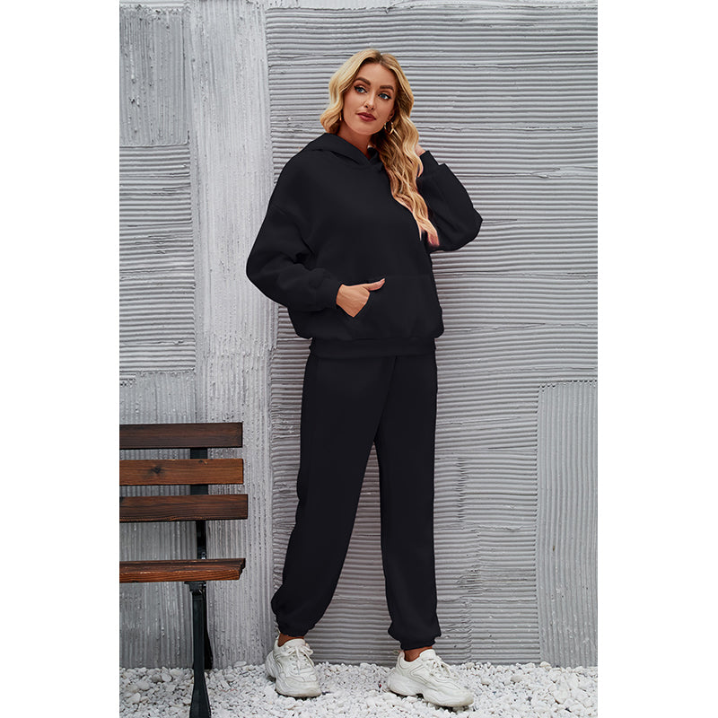 Black Hooded Pullover With Joggers