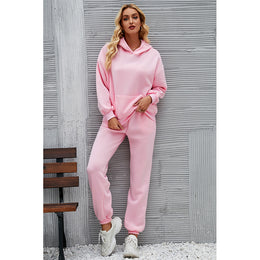 Pink Hooded Pullover With Joggers