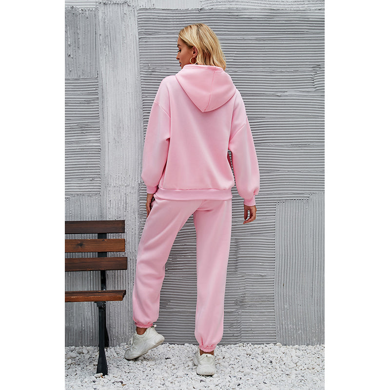 Pink Hooded Pullover With Joggers