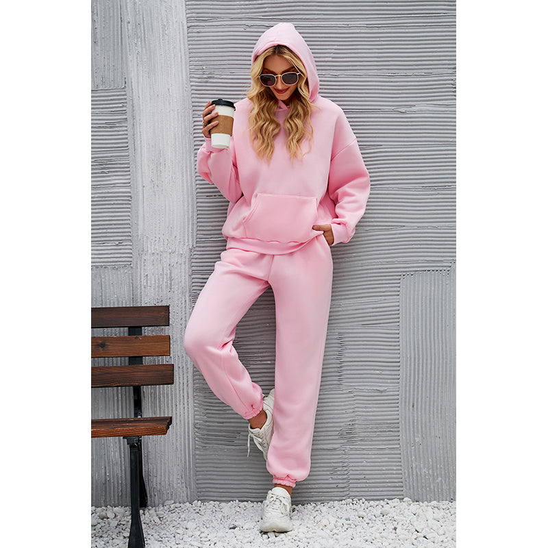 Pink Hooded Pullover With Joggers