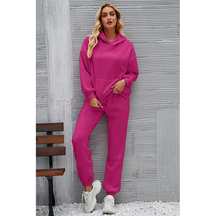 Fuchsia Hooded Pullover With Joggers