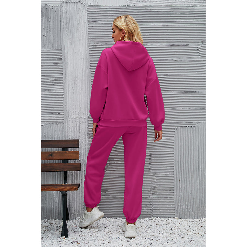 Fuchsia Hooded Pullover With Joggers