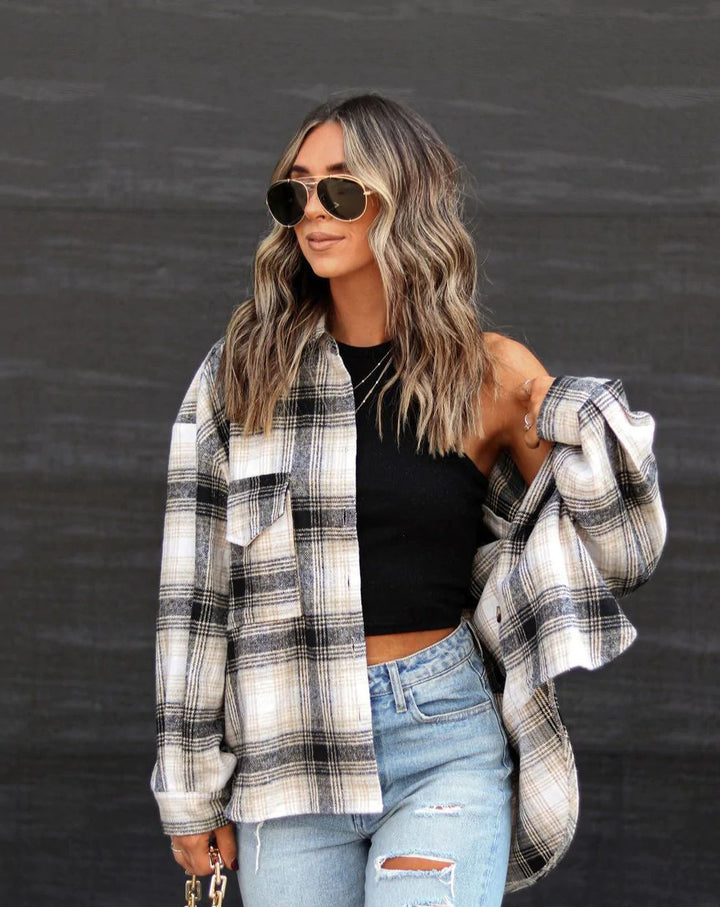 White & Black Checked Tailored Jacket