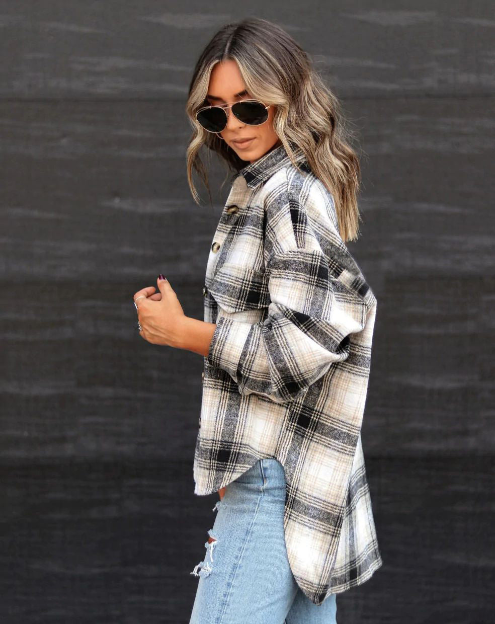 White & Black Checked Tailored Jacket