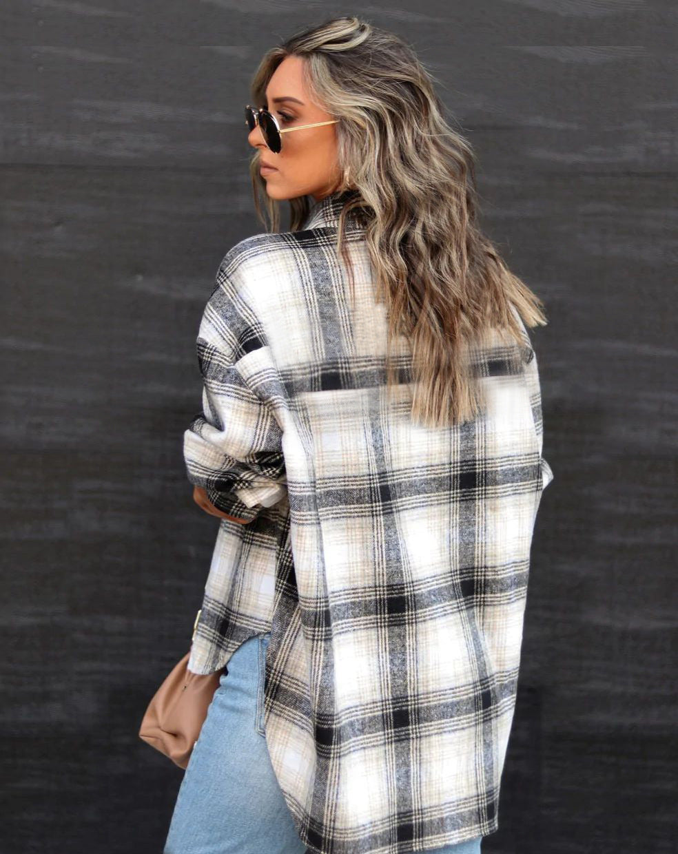 White & Black Checked Tailored Jacket