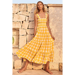 Checked Fit & Flare Midi Dress