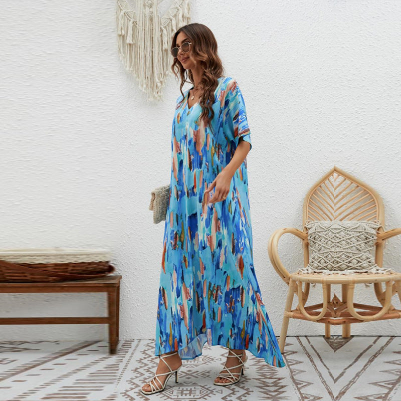 Abstract Printed Maxi Dress