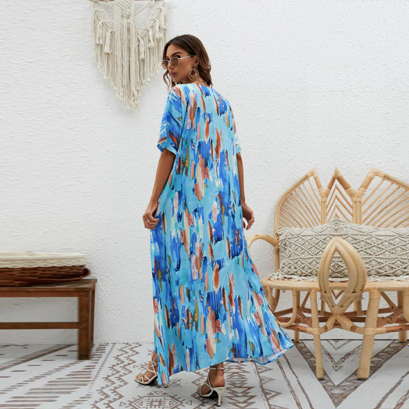 Abstract Printed Maxi Dress