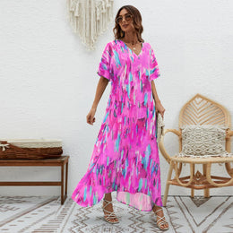 Printed V-Neck Maxi Dress