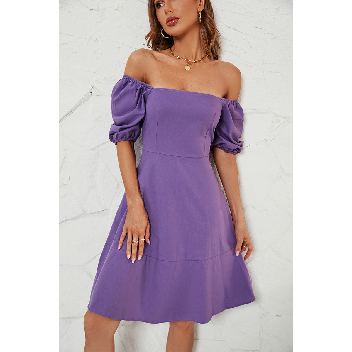 Puff Sleeve Fit & Flare Dress