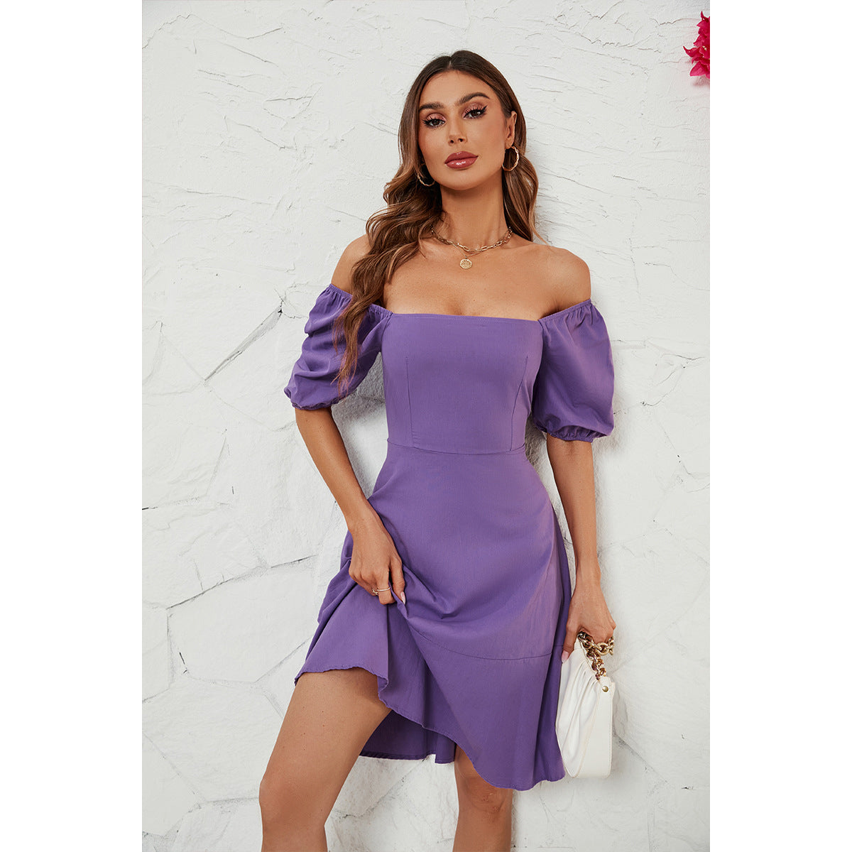 Puff Sleeve Fit & Flare Dress