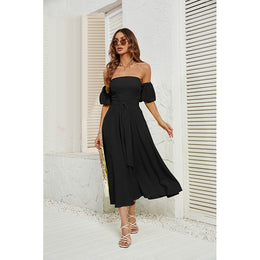 Black Off-Shoulder Fit & Flare Dress
