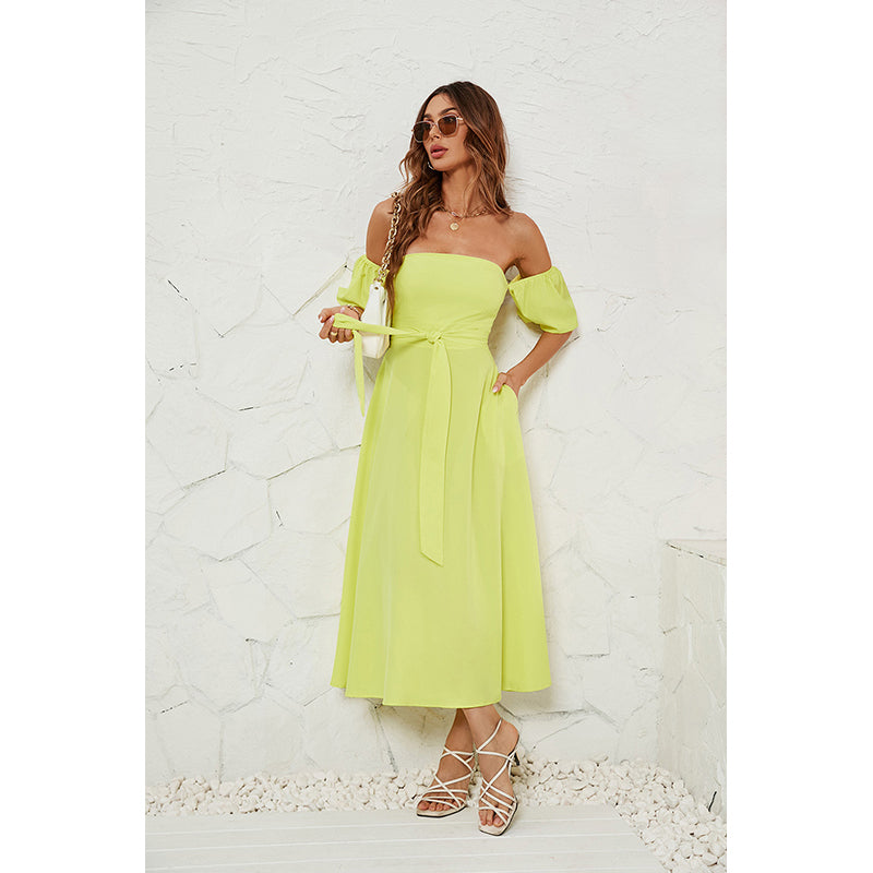 Short Sleeves Off-Shoulder Maxi Dress