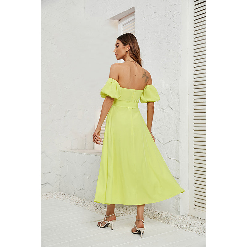 Short Sleeves Off-Shoulder Maxi Dress