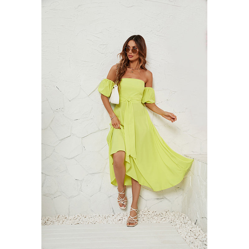 Short Sleeves Off-Shoulder Maxi Dress