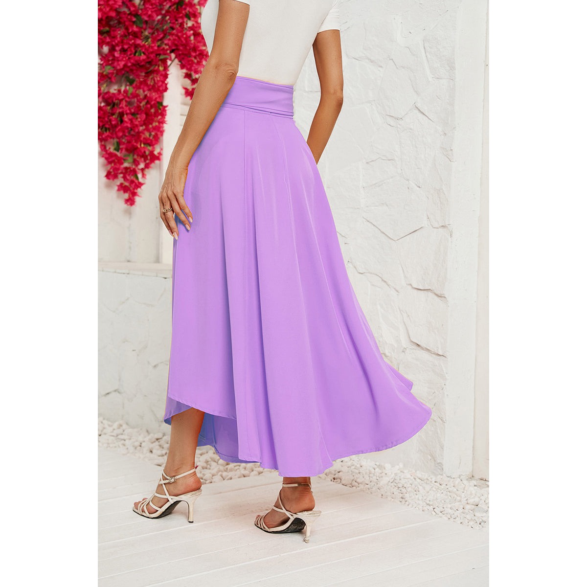 Purple Flared Midi Skirt