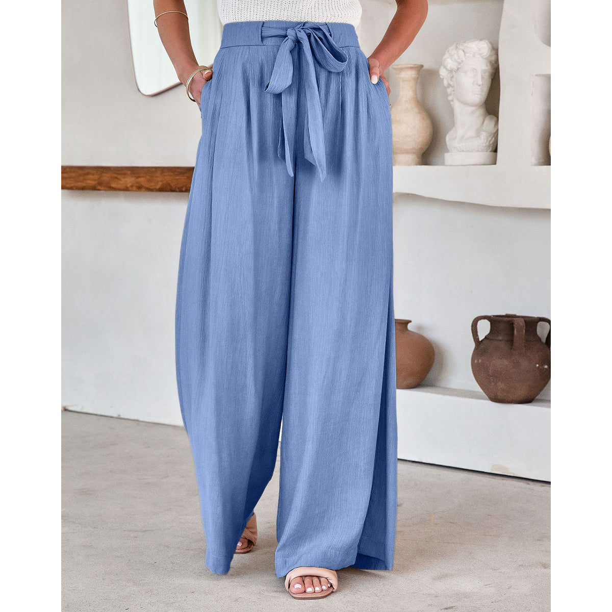 Women Blue Mid-Rise Flared Fit Trousers