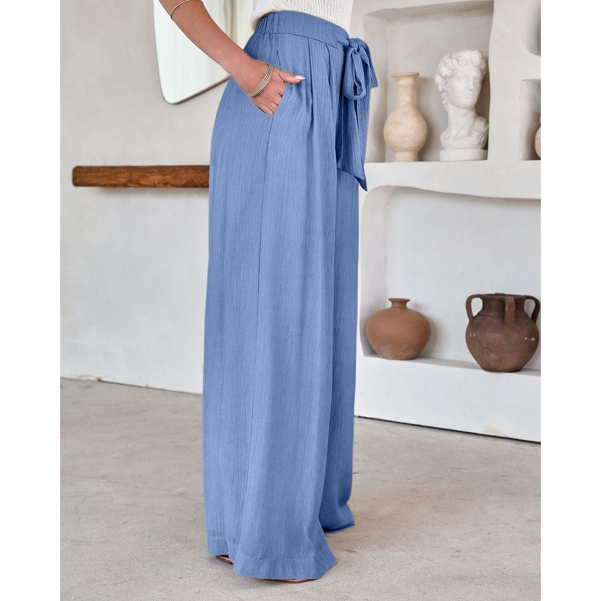 Women Blue Mid-Rise Flared Fit Trousers