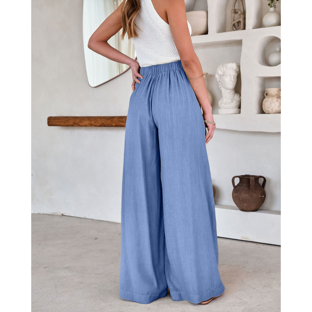 Women Blue Mid-Rise Flared Fit Trousers