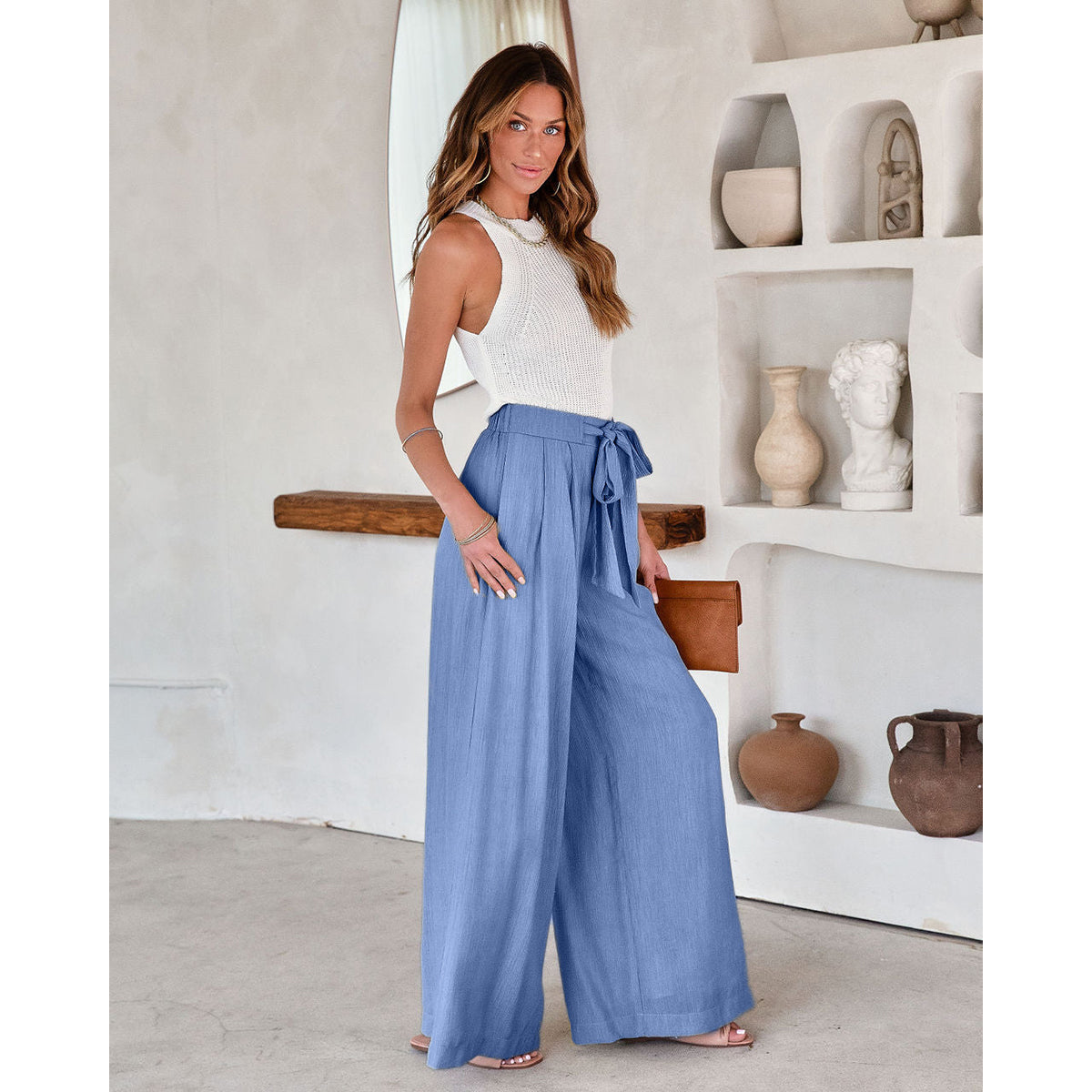 Women Blue Mid-Rise Flared Fit Trousers