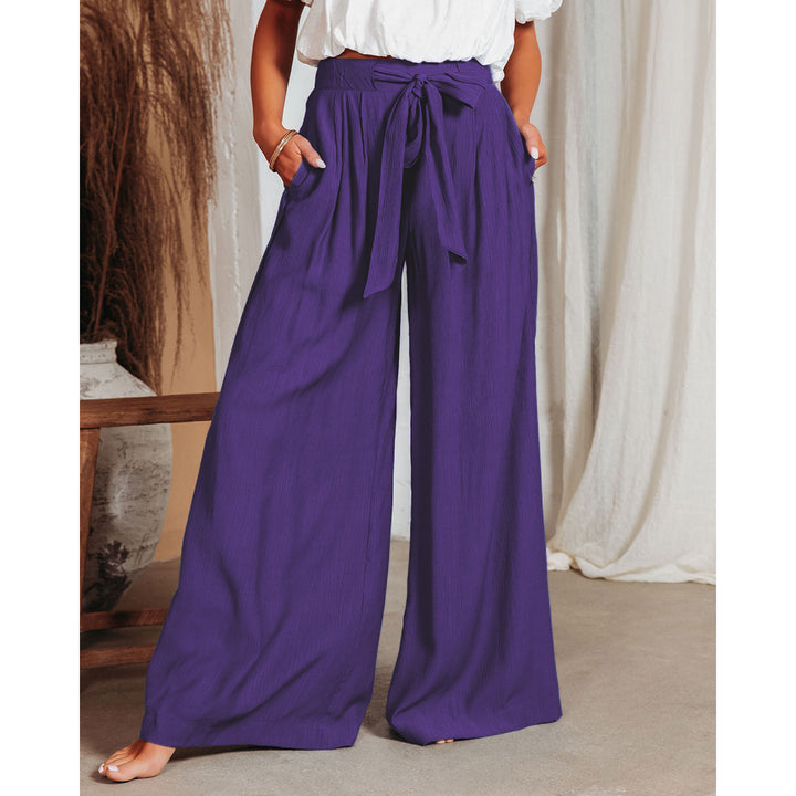 Women Purple Mid-Rise Flared Fit Trousers