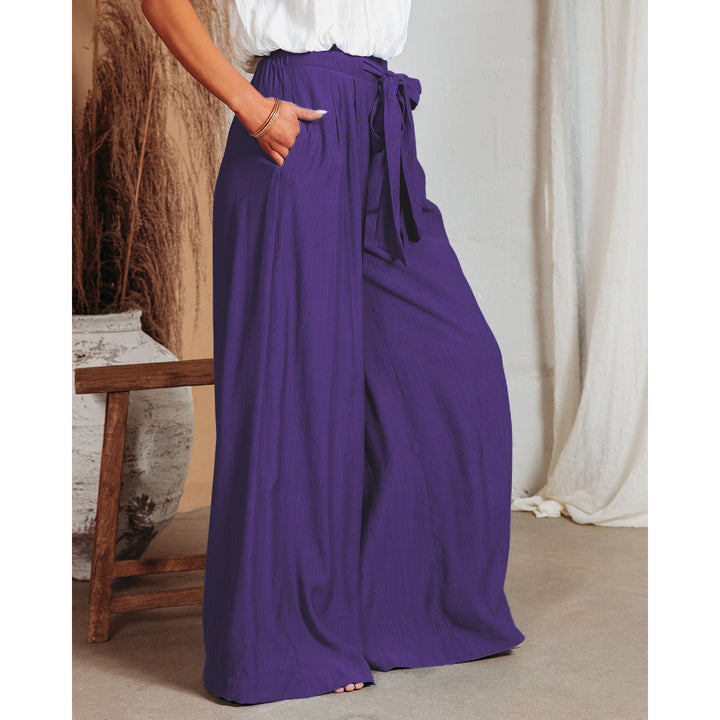 Women Purple Mid-Rise Flared Fit Trousers