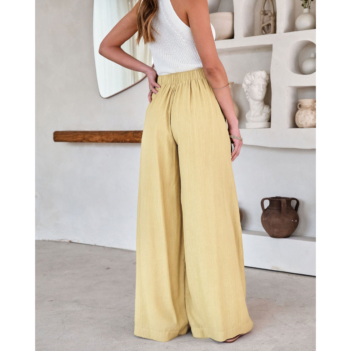 Women Beige Mid-Rise Flared Fit Trousers