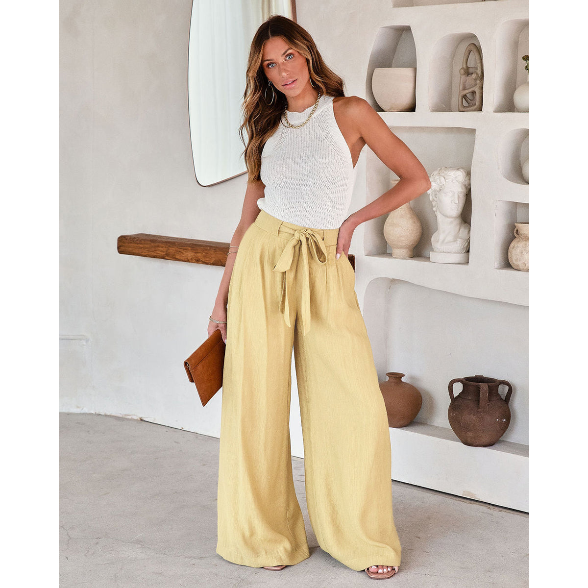 Women Beige Mid-Rise Flared Fit Trousers