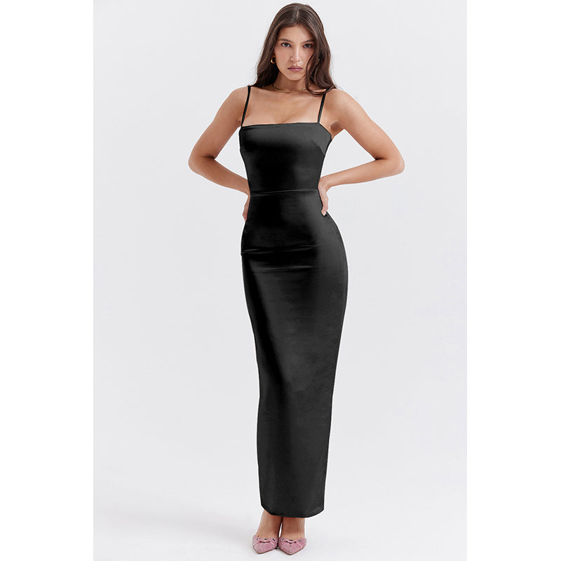 Black Shoulder Strap Maxi Dress